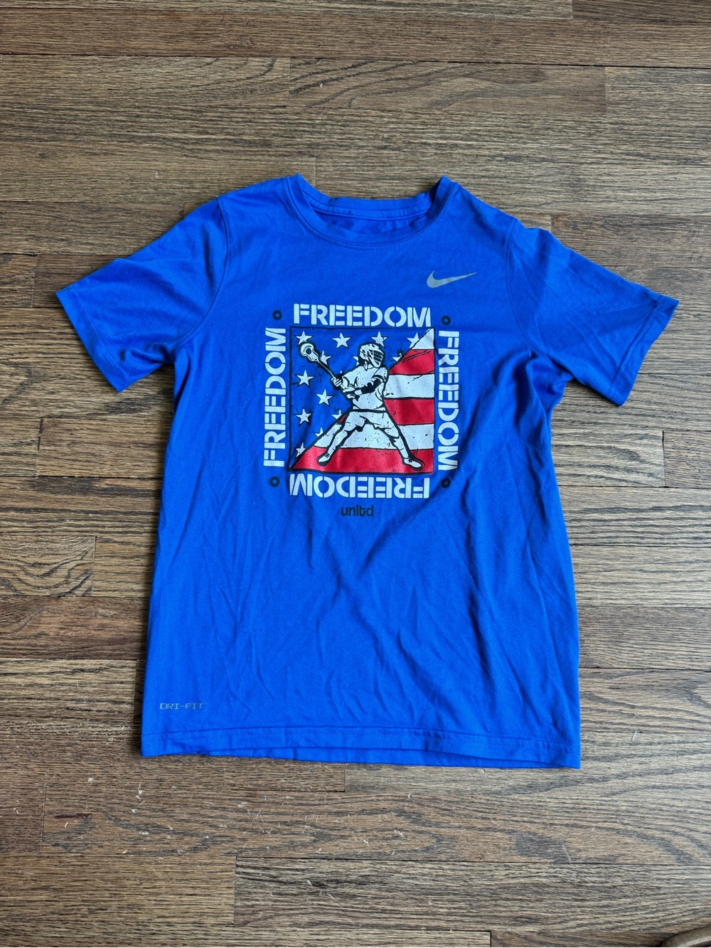 Unltd Nike Blue 'Freedom' lax Dri fit Graphic Tee